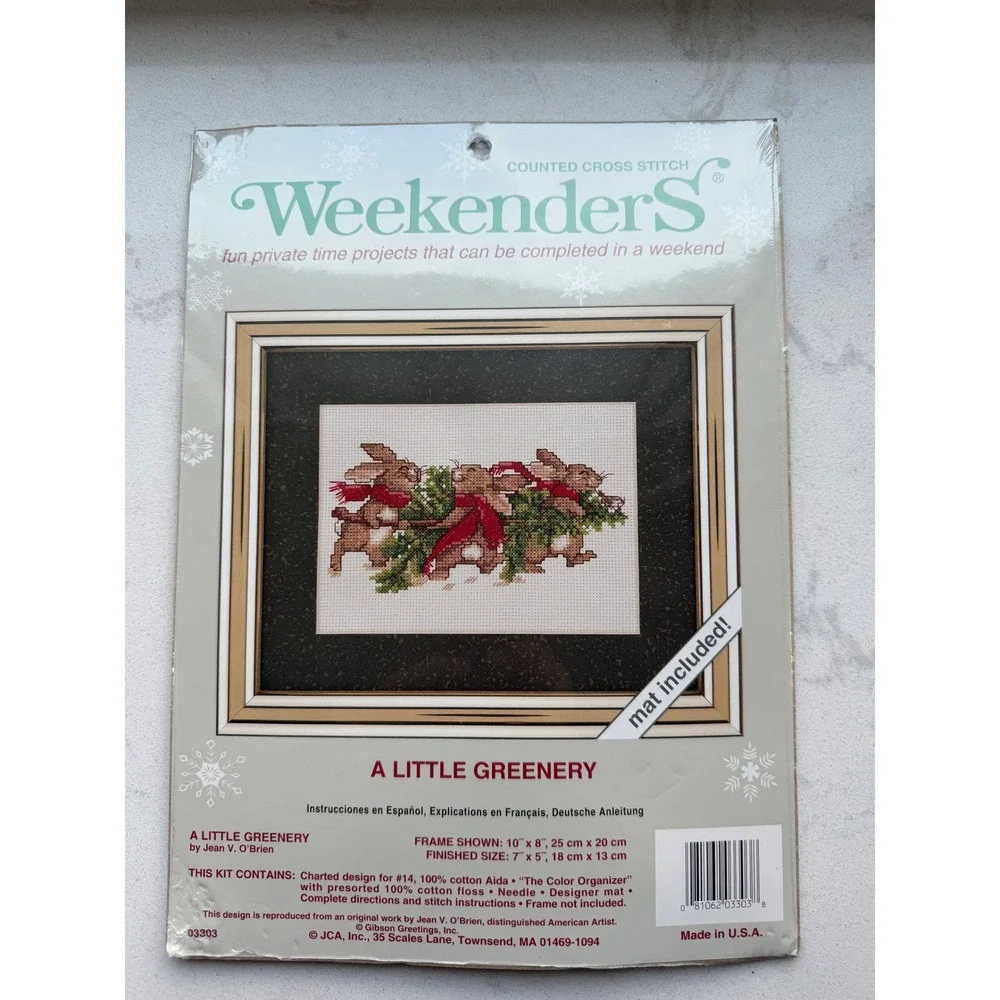 VTG JCA Weekenders Cross Stitch Kit A Little Greenery Bunny Rabbit Christmas DIY